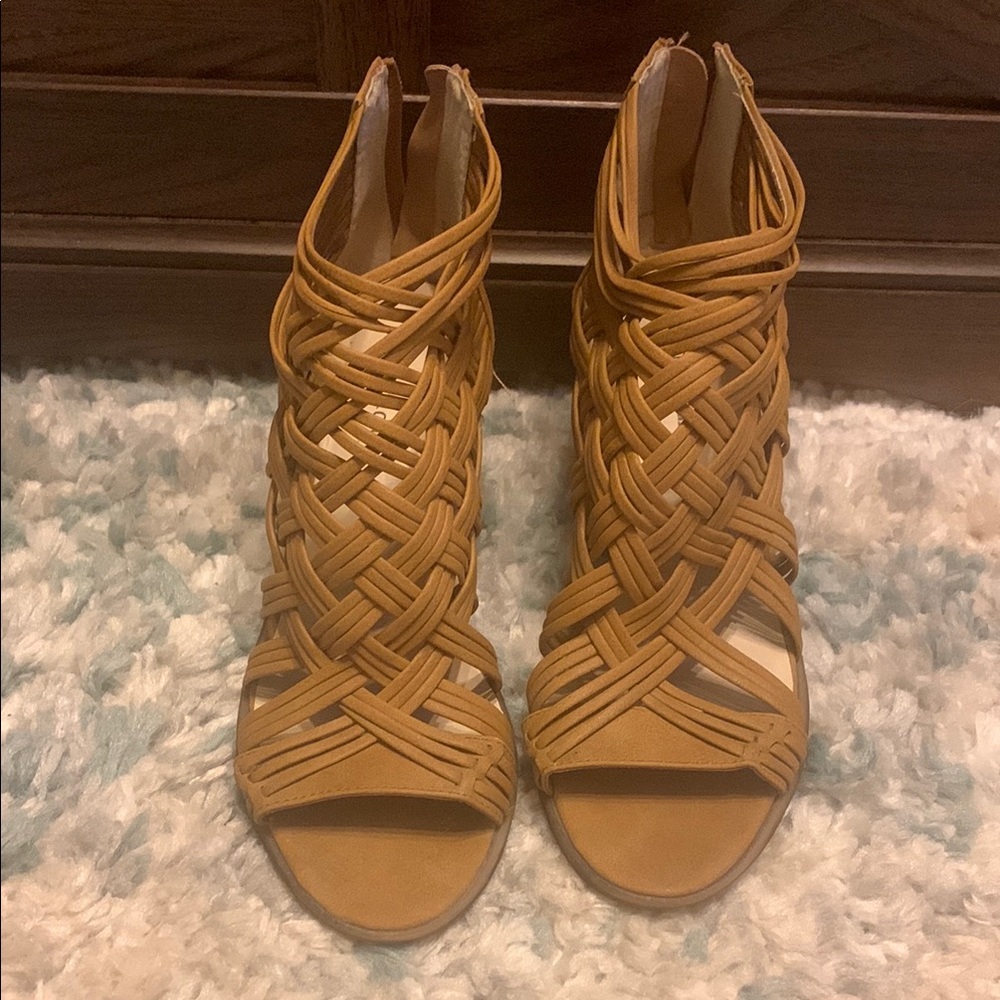 Seven Dials Tan Open Toed Boots